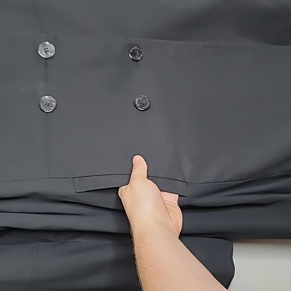 Braetan size large double breasted buttons long black jacket with pockets - Picture 5 of 7